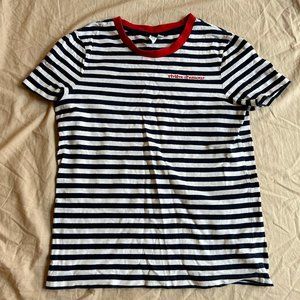 & Other Stories striped crew neck tee in navy/white with red details